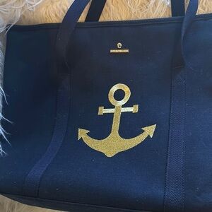 Navy Blue and Gold Anchor Tote Bag with Durable Fabric